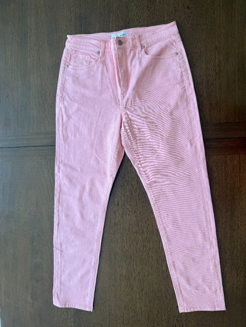 LOFT Blush Pink High Rise Skinny Jeans Womens 10 30 Stretch Denim Pastel Ankle